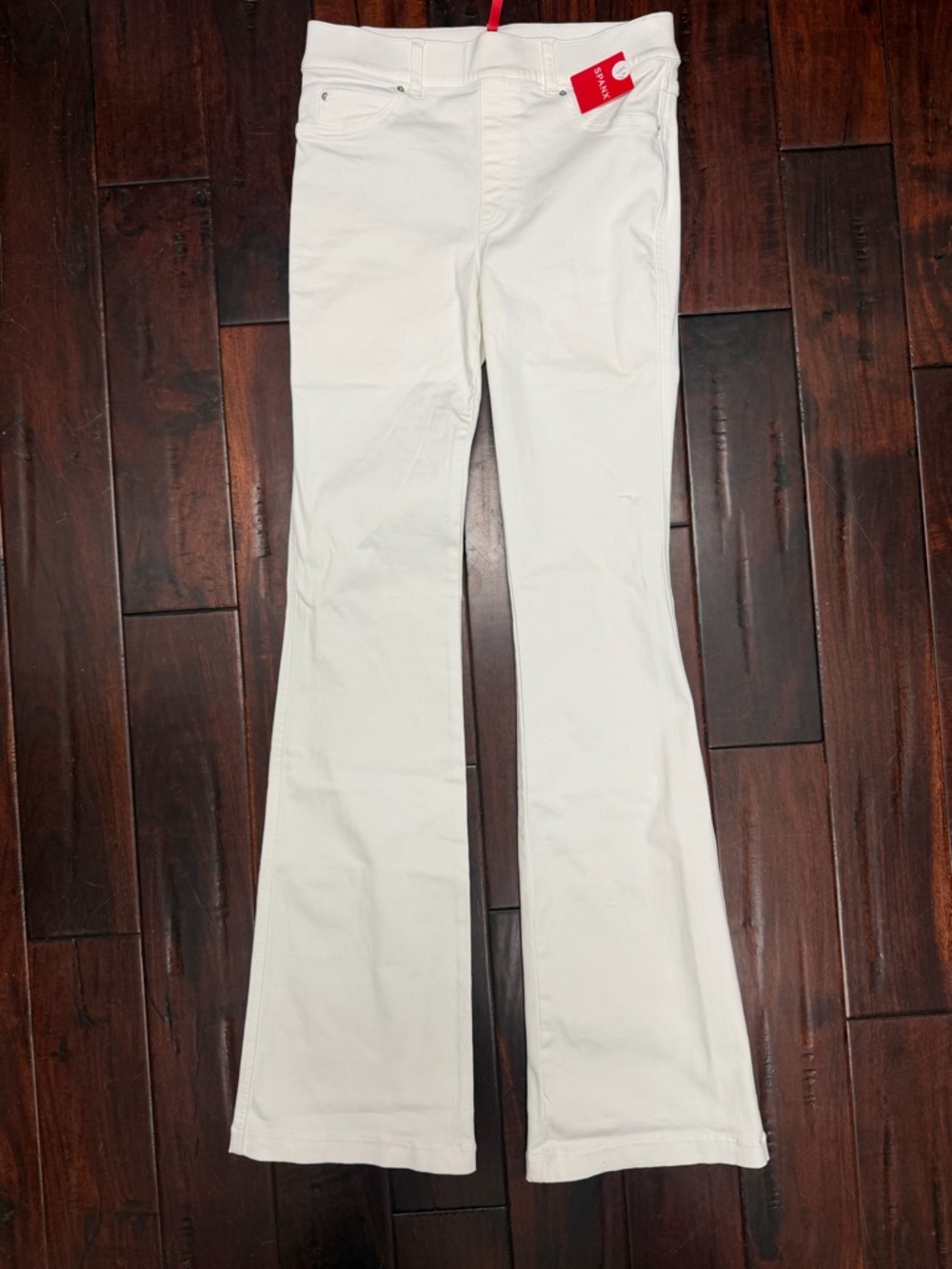 SPANX White High-Waist Jeans with Tag Detail